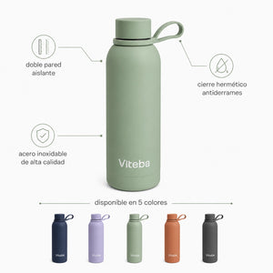 Botella Viteba  de acero, doble pared aislante y cierre hermético